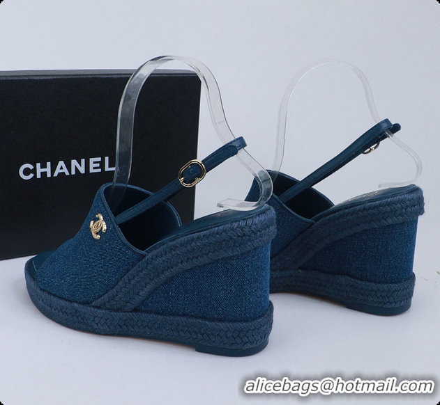Good Quality Chanel Sandals Washed Denim Blue 6080208