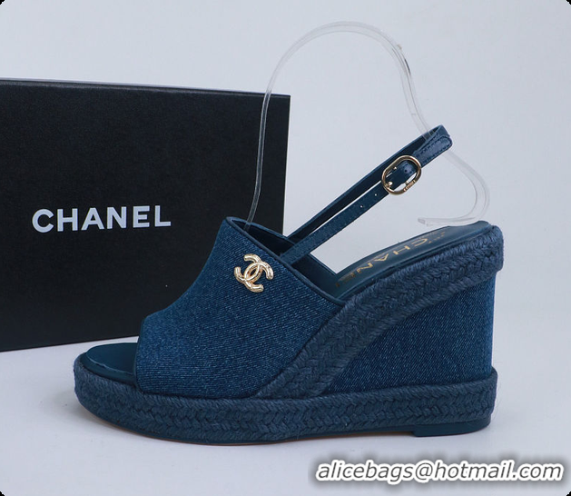 Good Quality Chanel Sandals Washed Denim Blue 6080208