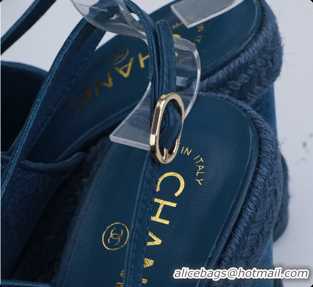 Good Quality Chanel Sandals Washed Denim Blue 6080208