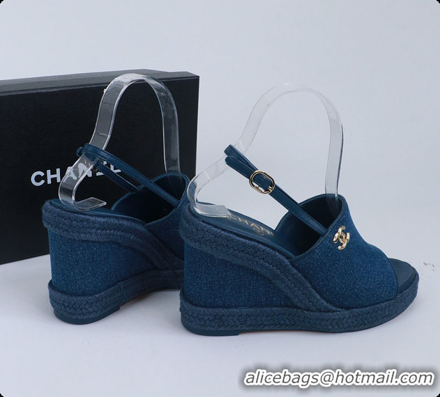 Good Quality Chanel Sandals Washed Denim Blue 6080208