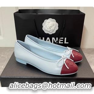 Best Grade Chanel Ballet flats Lambskin Blue & Burgundy 6080210