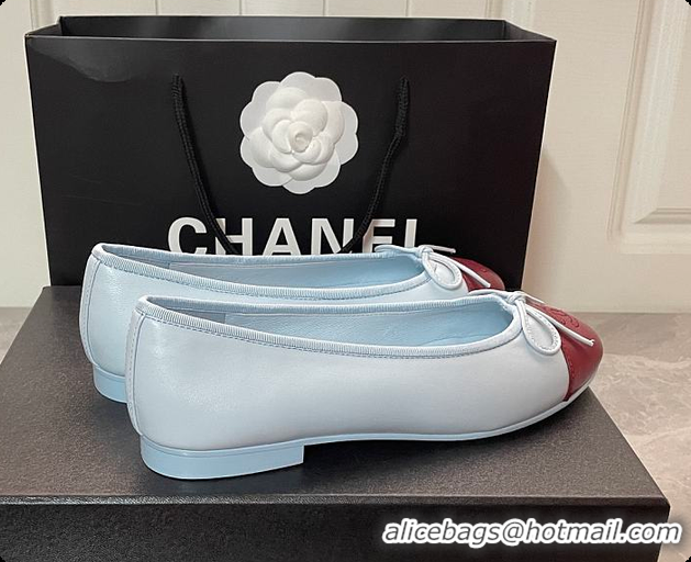 Best Grade Chanel Ballet flats Lambskin Blue & Burgundy 6080210