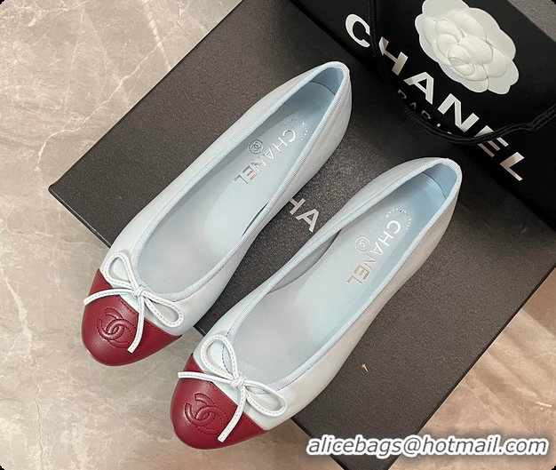 Best Grade Chanel Ballet flats Lambskin Blue & Burgundy 6080210