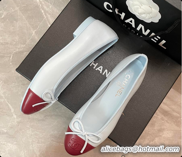 Best Grade Chanel Ballet flats Lambskin Blue & Burgundy 6080210