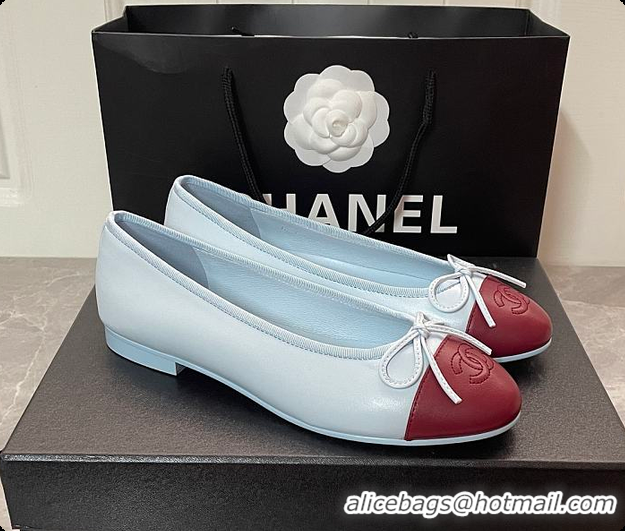 Best Grade Chanel Ballet flats Lambskin Blue & Burgundy 6080210