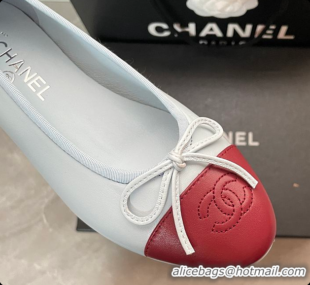 Best Grade Chanel Ballet flats Lambskin Blue & Burgundy 6080210