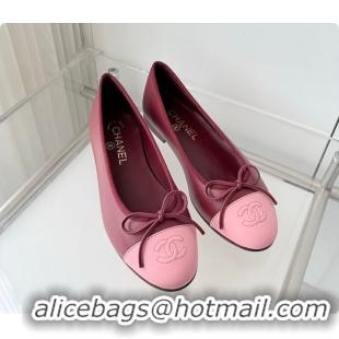 Top Grade Chanel Ballet flats Lambskin Burgundy & Pink 6080210