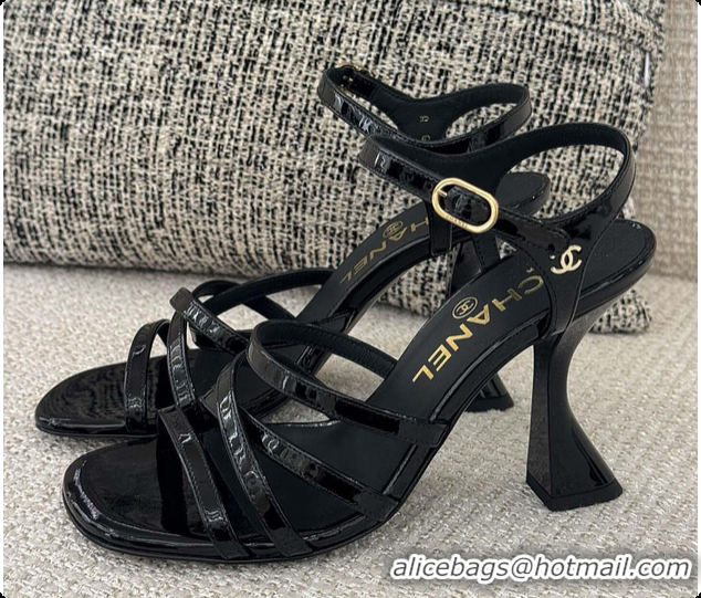 Pretty Style Chanel Sandals Patent calfskin, black 6080211