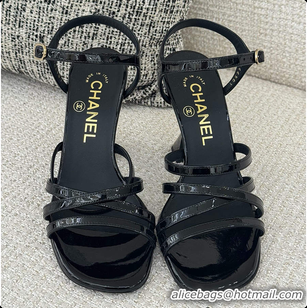 Pretty Style Chanel Sandals Patent calfskin, black 6080211