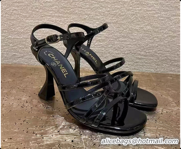 Pretty Style Chanel Sandals Patent calfskin, black 6080211