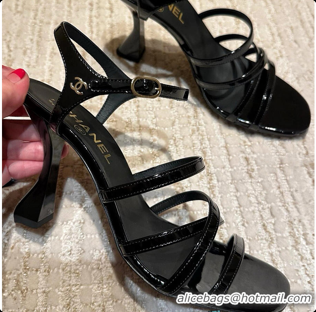 Pretty Style Chanel Sandals Patent calfskin, black 6080211