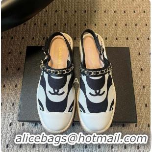 Sumptuous Chanel Slingback Espadrilles White & Black 6080213