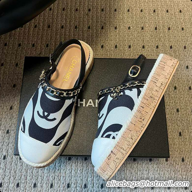 Sumptuous Chanel Slingback Espadrilles White & Black 6080213