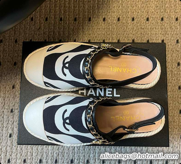 Sumptuous Chanel Slingback Espadrilles White & Black 6080213
