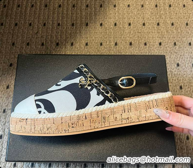 Sumptuous Chanel Slingback Espadrilles White & Black 6080213