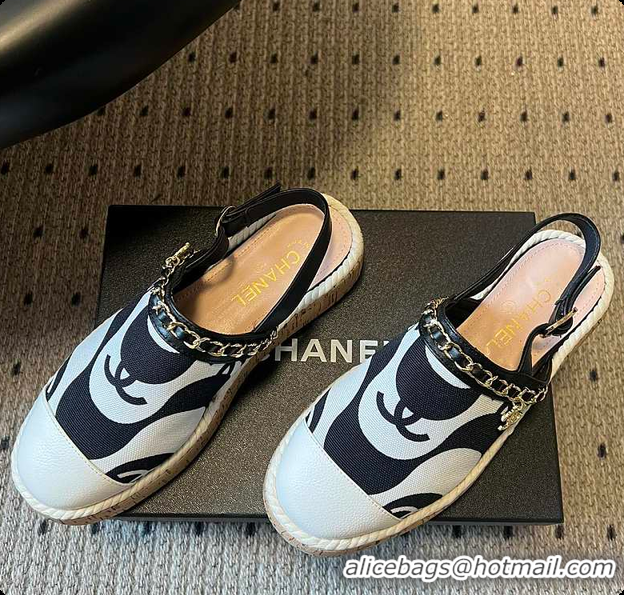 Sumptuous Chanel Slingback Espadrilles White & Black 6080213