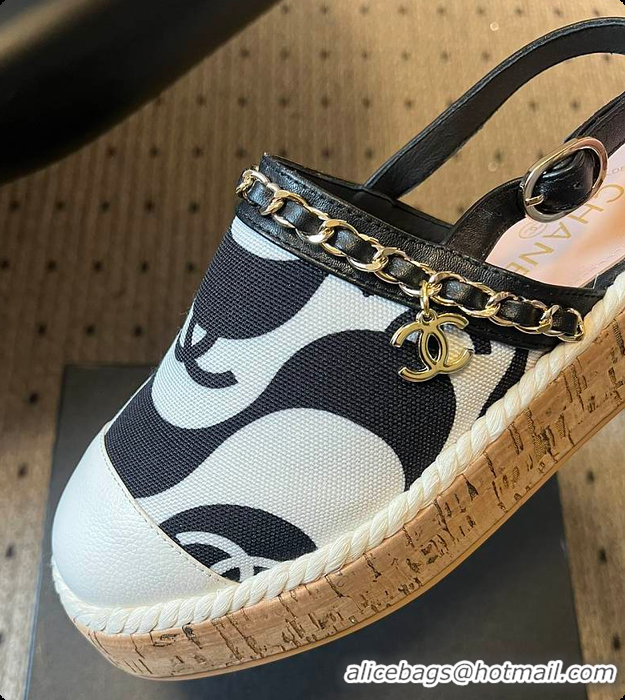 Sumptuous Chanel Slingback Espadrilles White & Black 6080213