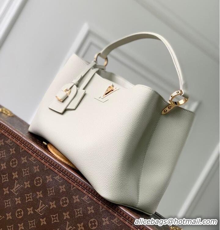 Famous Brand Louis Vuitton Capucines MM Taurillon Leather M26259 Light Grey