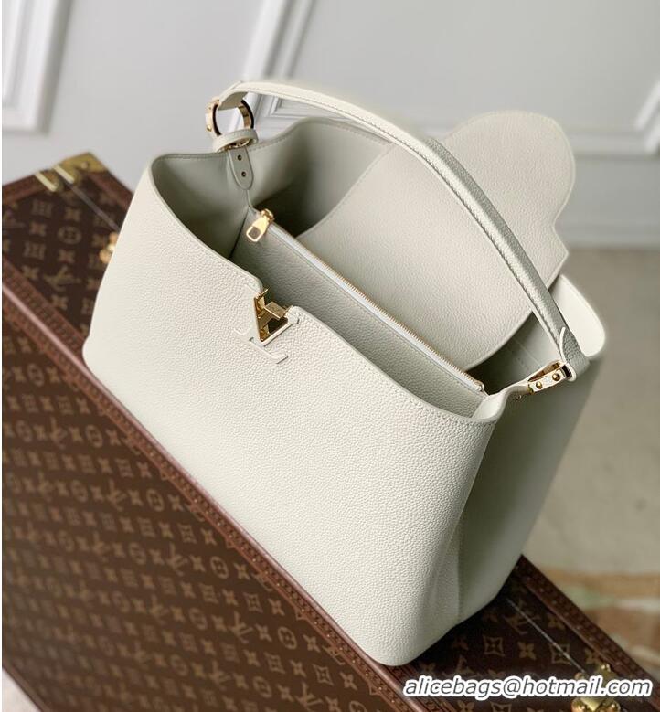Famous Brand Louis Vuitton Capucines MM Taurillon Leather M26259 Light Grey