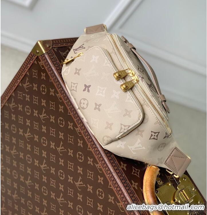 Grade Quality Louis Vuitton Monogram Shadow Leather Mens Rush Bumbag Belt Bag M27153 Sand Beige 2026