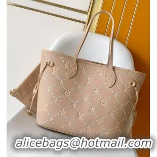 Grade Quality Louis Vuitton Monogram Empreinte Leather Neverfull MM M80758 Hazelnut Couture