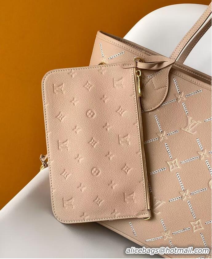 Grade Quality Louis Vuitton Monogram Empreinte Leather Neverfull MM M80758 Hazelnut Couture