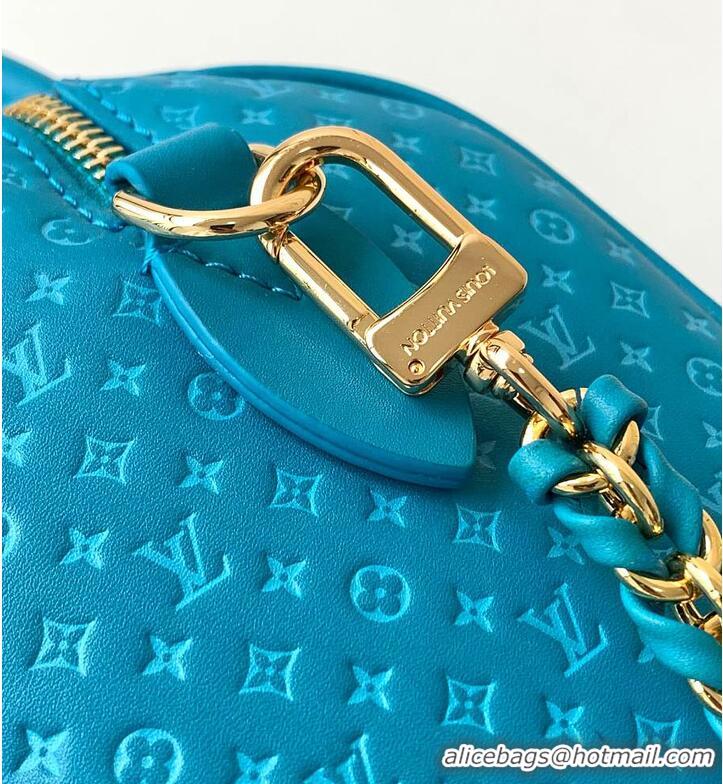 Best Quality Louis Vuitton Nano Speedy Calfskin Nanogram Embossed Leather M28398 Blue 2026