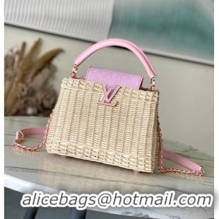 Super Quality Louis Vuitton Capucines BB Washed Pink Rattan and Denim N88126 2026