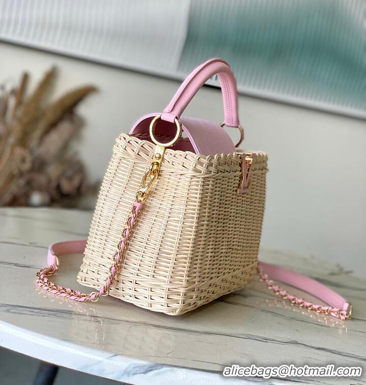 Super Quality Louis Vuitton Capucines BB Washed Pink Rattan and Denim N88126 2026