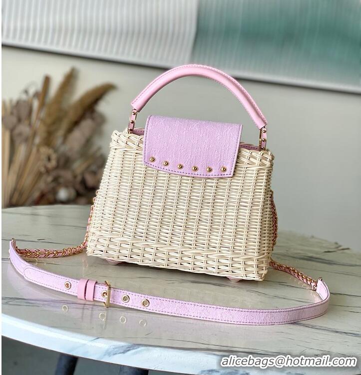 Super Quality Louis Vuitton Capucines BB Washed Pink Rattan and Denim N88126 2026