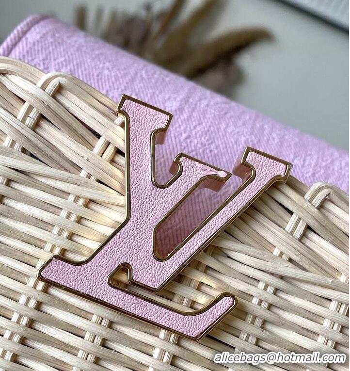 Super Quality Louis Vuitton Capucines BB Washed Pink Rattan and Denim N88126 2026