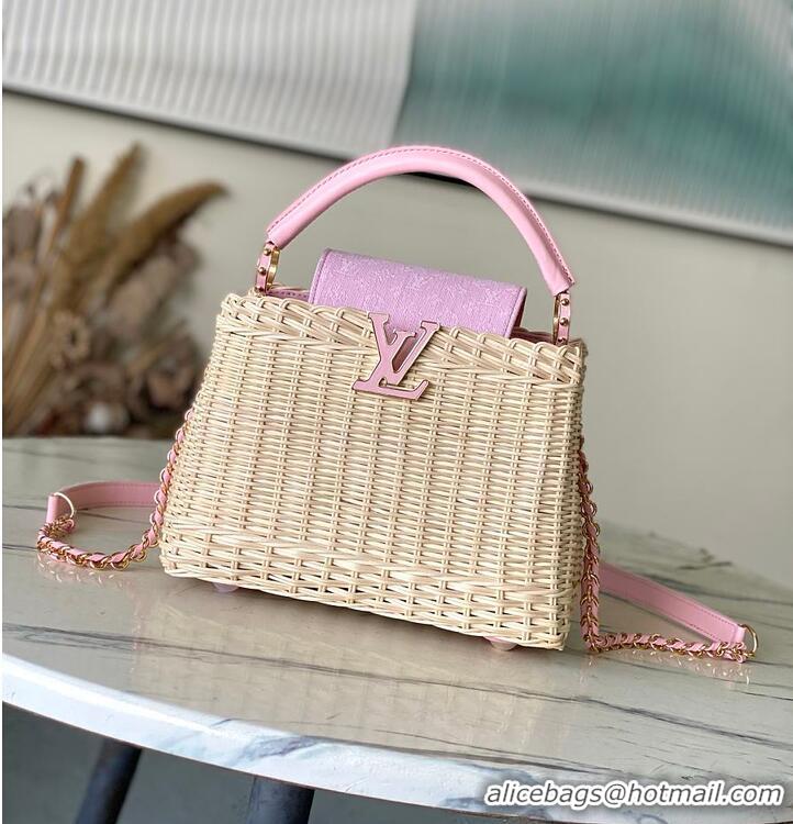 Super Quality Louis Vuitton Capucines BB Washed Pink Rattan and Denim N88126 2026
