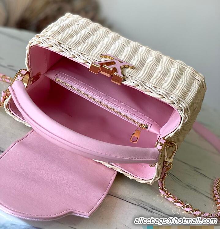 Super Quality Louis Vuitton Capucines BB Washed Pink Rattan and Denim N88126 2026