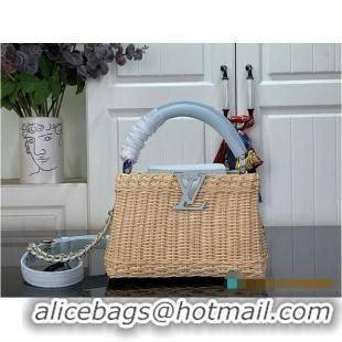 Luxury Cheap Louis Vuitton Capucines Mini Bag Sky Denim Rattan and Denim M26005 2026