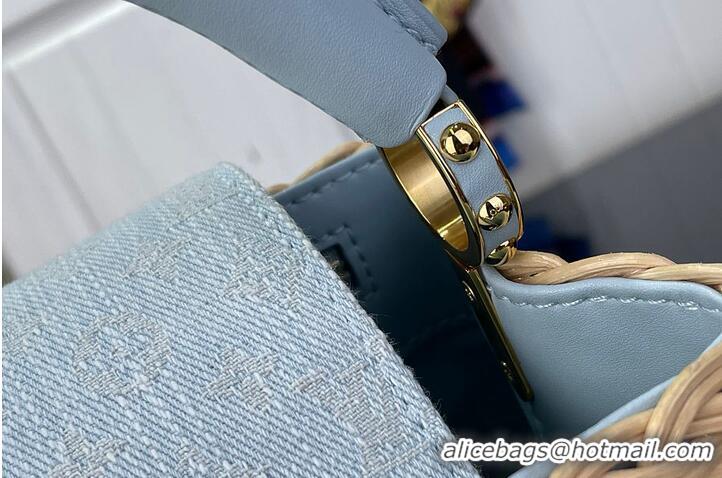 Luxury Cheap Louis Vuitton Capucines Mini Bag Sky Denim Rattan and Denim M26005 2026