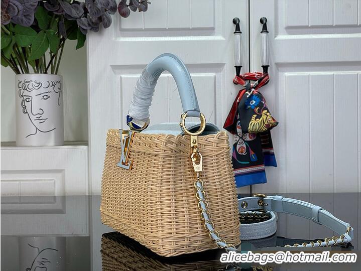 Luxury Cheap Louis Vuitton Capucines Mini Bag Sky Denim Rattan and Denim M26005 2026