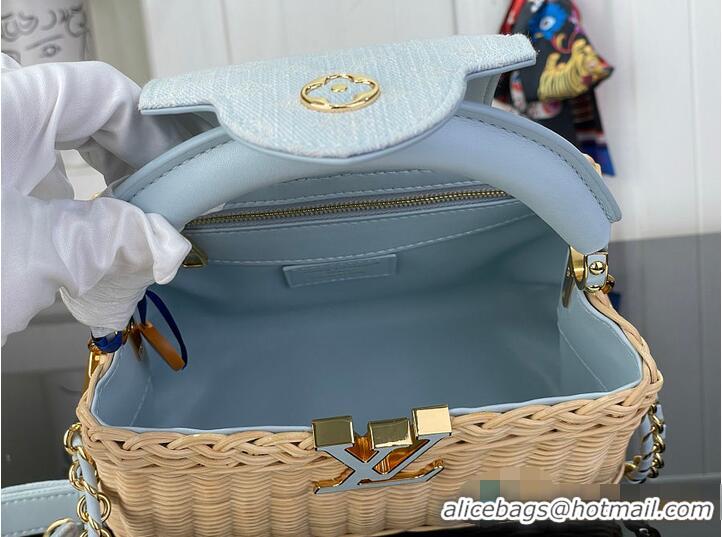 Luxury Cheap Louis Vuitton Capucines Mini Bag Sky Denim Rattan and Denim M26005 2026