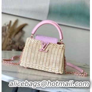 Top Quality Louis Vuitton Capucines Mini Washed Pink Rattan and Denim M26005 2026