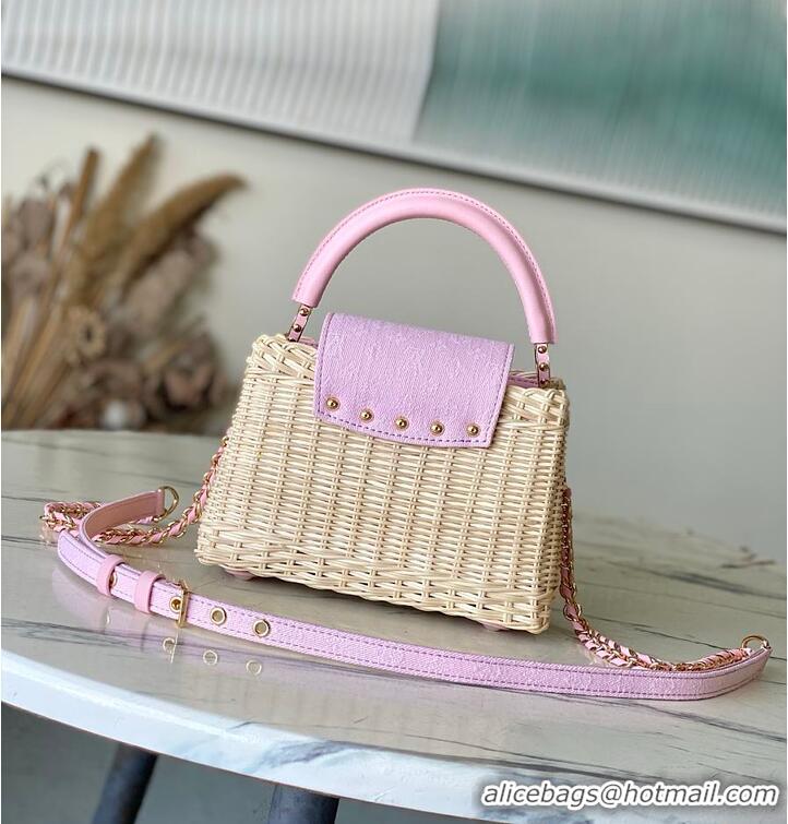Top Quality Louis Vuitton Capucines Mini Washed Pink Rattan and Denim M26005 2026