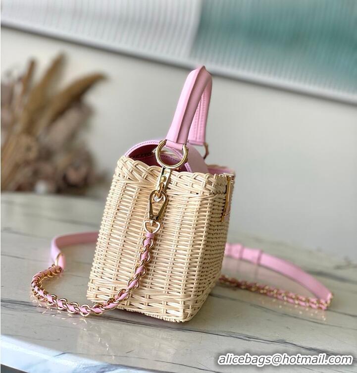 Top Quality Louis Vuitton Capucines Mini Washed Pink Rattan and Denim M26005 2026
