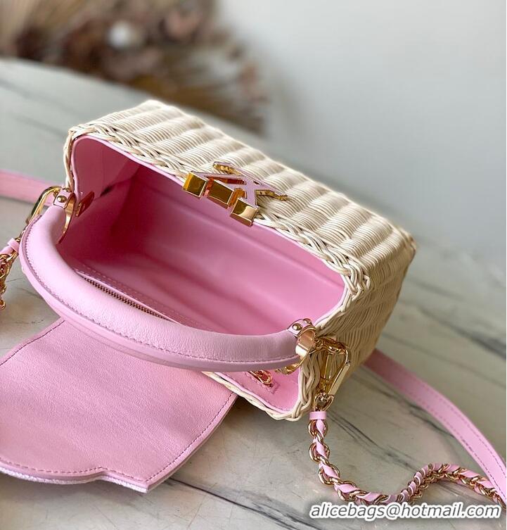 Top Quality Louis Vuitton Capucines Mini Washed Pink Rattan and Denim M26005 2026