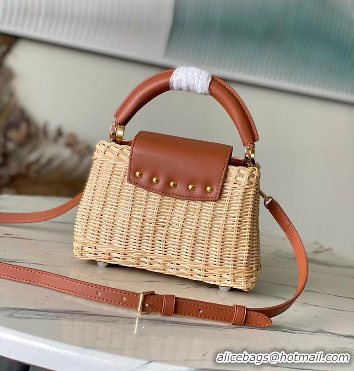 Grade Inexpensive Louis Vuitton Capucines Mini Tan Rattan and Cowhide leather M26005 2026