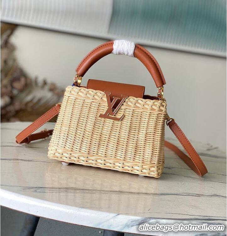 Grade Inexpensive Louis Vuitton Capucines Mini Tan Rattan and Cowhide leather M26005 2026