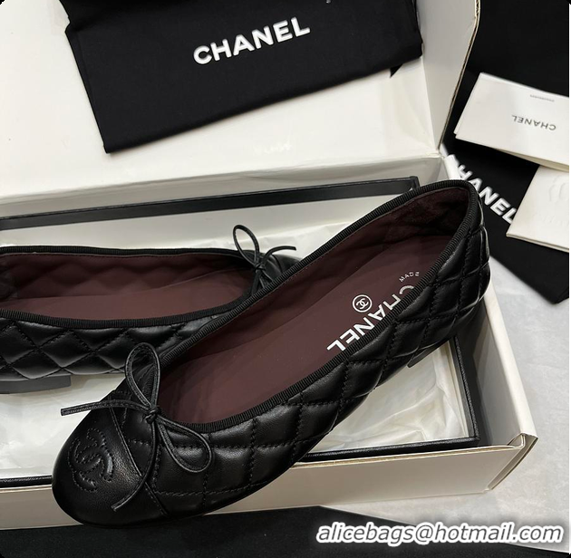 Sumptuous Chanel Ballet flats Aged Calfskin Black 6080302