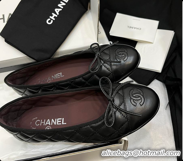 Sumptuous Chanel Ballet flats Aged Calfskin Black 6080302