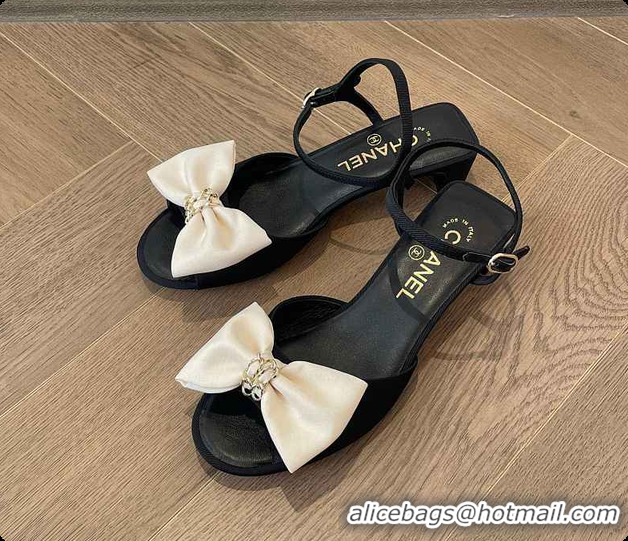 Charming Chanel Sandals in Grosgrain Black and Ivory 6080303