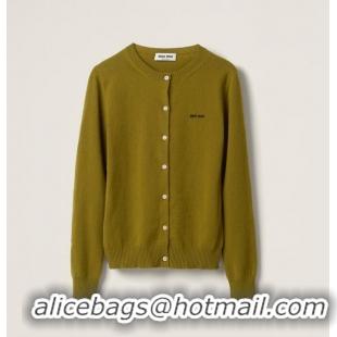 Big Discount Miu Miu Cashmere Knit Cardigan M0614 Fern Green 2026