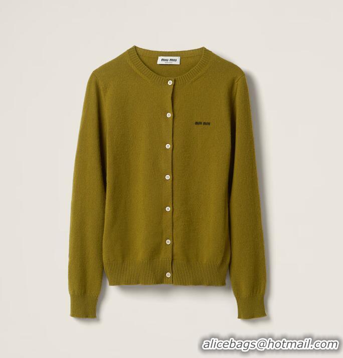 Big Discount Miu Miu Cashmere Knit Cardigan M0614 Fern Green 2026