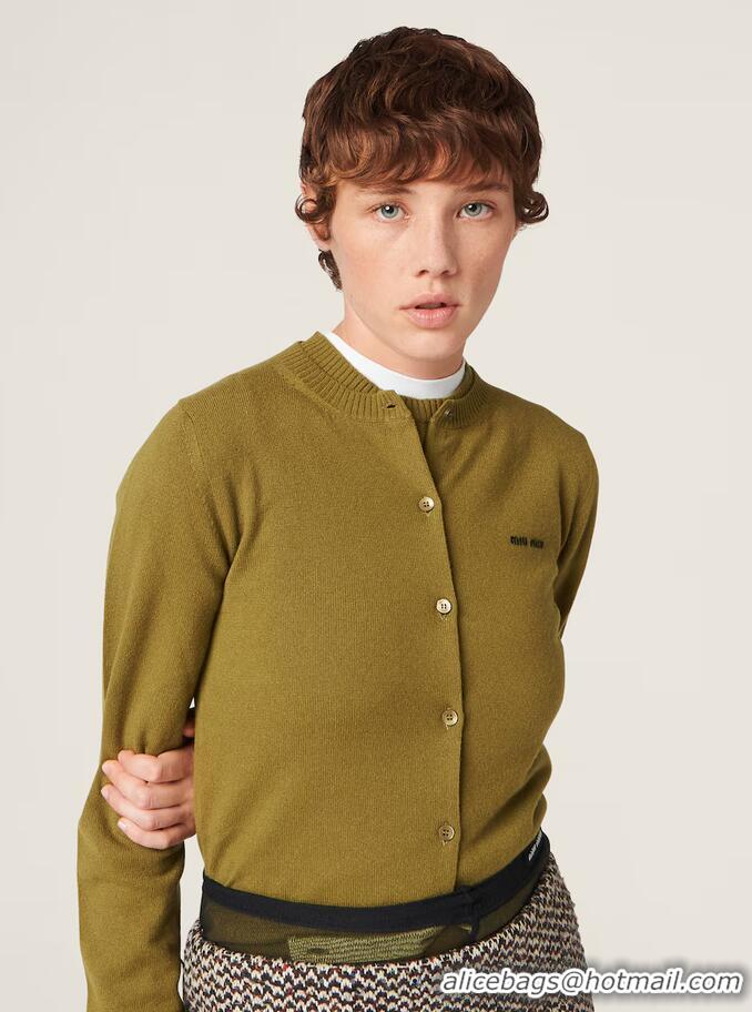 Big Discount Miu Miu Cashmere Knit Cardigan M0614 Fern Green 2026