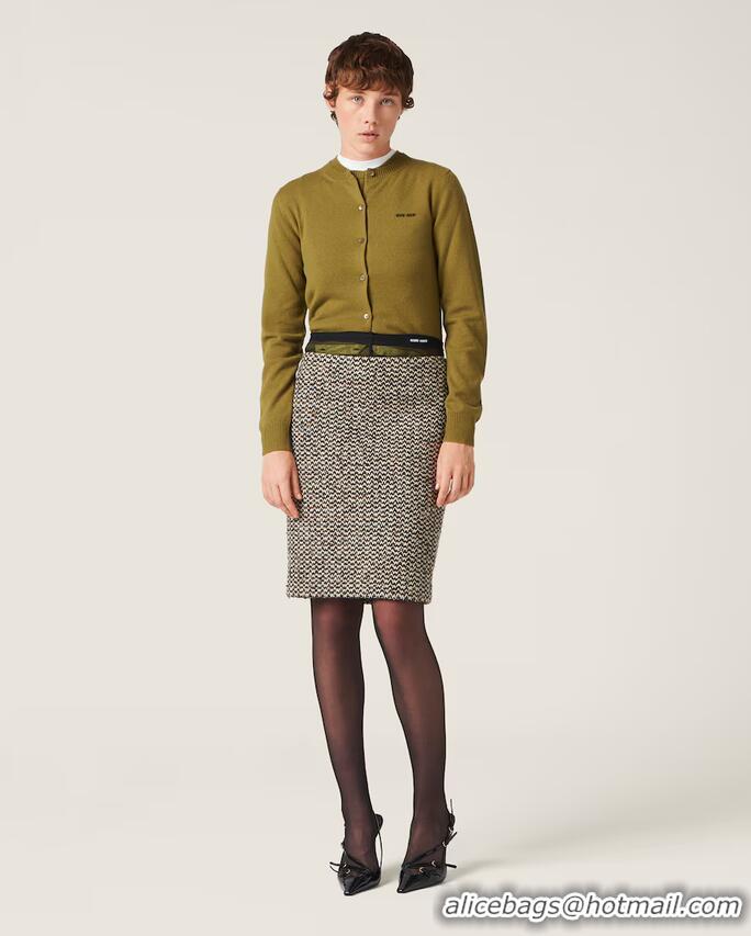 Big Discount Miu Miu Cashmere Knit Cardigan M0614 Fern Green 2026